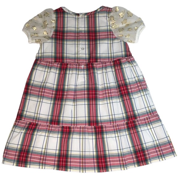 New Andy And Evan Little Girl's Holiday Plaid Stars Dress Gold Red 6Y - Picture 4 of 12